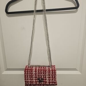 Red Tweed Crossbody Bag